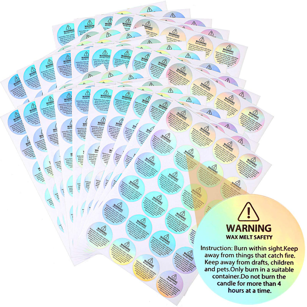 Holographic Candle Warning Labels Candle Jar Container Stickers Wax Melting Safety Stickers for Candle Jars Tins Containers Candle Making Supplies (240) 240 - NewNest Australia