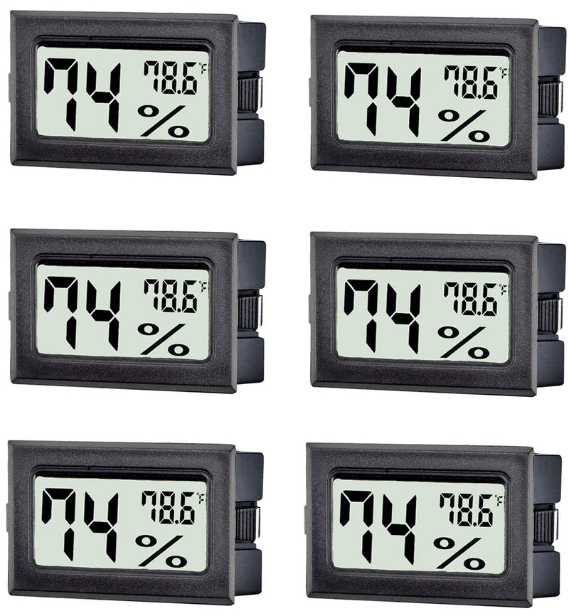 TASOGEN 6 Pack Mini Digital Thermometer Hygrometer,Indoor Temperature and Humidity Gauge Meter Monitor Fahrenheit (℉) for Humidor,Greenhouse,Reptile Tank,Home,Jars - NewNest Australia