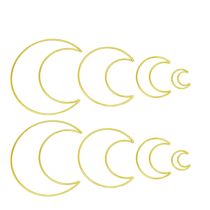 8pcs Dream Catcher Metal Rings Gold Dreamcatcher Metal Hoops Moon Shaped Macrame Ring for Crafts, Macrame Wall Hanging, Wedding Wreath Decor, 4 Sizes (2/4/6/8 inches) - NewNest Australia