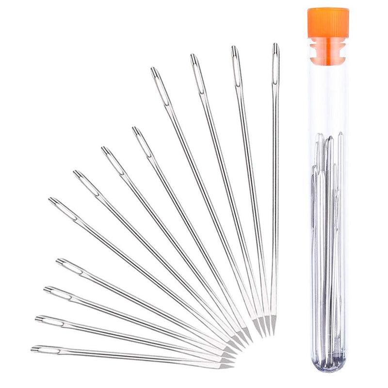 Hekisn Professional Large-Eye Leather Stitching Needle with 3 Different Sizes for Leather Projects with Storage Container (12 Pieces) 12 Pieces - NewNest Australia