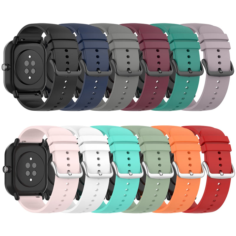 QGHXO Band Replacement for Amazfit Bip, Soft Silicone Band Replacement for Amazfit Bip/Bip Lite/Bip S/Bip U/GTS/GTS 2/ GTS 2e/ GTS 2 Mini/GTR 42mm Smartwatch (No Tracker, Replacement Bands Only) 12pcs Bands One size - NewNest Australia
