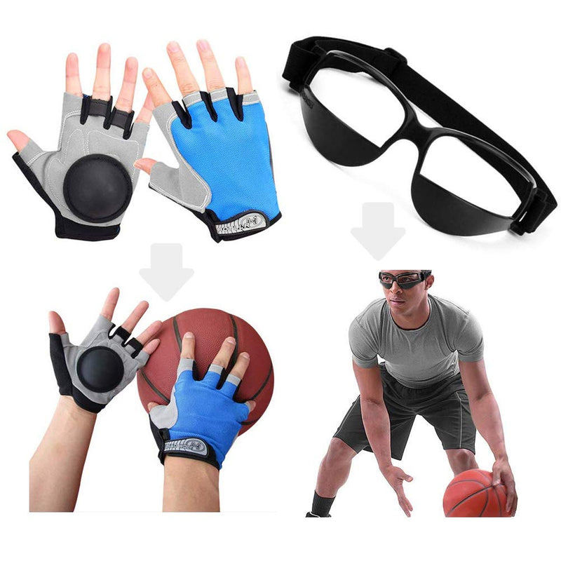 Basketball Dribbling Finger Training Anti Grip Ball Handle Train Gloves, Basketball Goggles Dribble Dribbling Eyewear Glasses Goggles for Kids Youth Adult Adolescent Golf Rugby Soccer For Adult - NewNest Australia