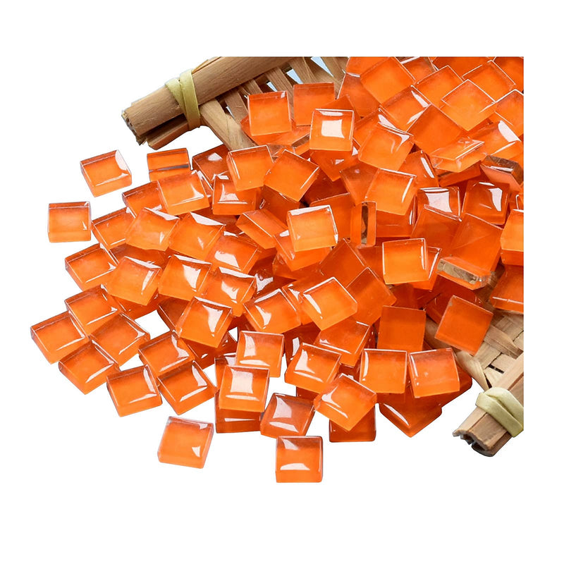 Mosaic Tiles Squares Orange Crystal Mosaic Glass Tile for Crafts Bulk DIY Picture Frames Handmade Jewelry Coasters Art Material Decoration,1x1cm,100 Pieces Orange1 - NewNest Australia