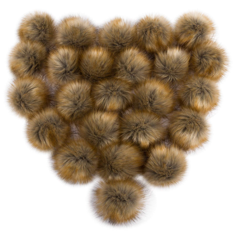 24Pcs Natural Faux Fur Fluffy Pompom Balls- DIY Faux Fox Fur Pom Poms with Elastic Loop Detachable Knitting Accessories for Knitting Hats Beanies Shoes Scarves Gloves Bags Keychains Charms - NewNest Australia