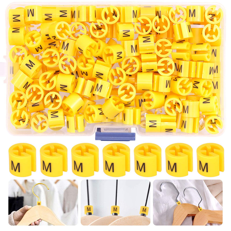 Rustark 150 Pcs Yellow Hanger Size Markers Color-Coding Garment Markers Meddle Size Clothing Hangers Color Coded Size Clips Set with Storage Box (M) Yellow-m - NewNest Australia