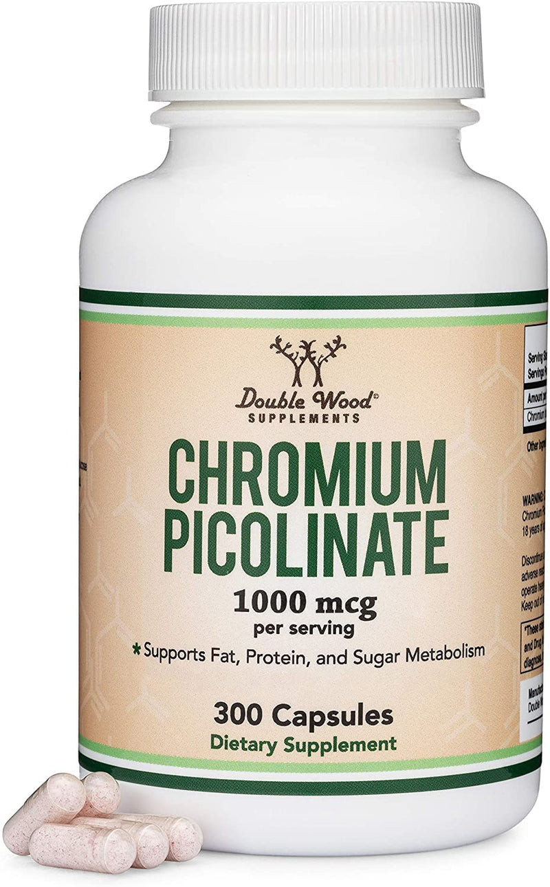 Chromium Picolinate 1000mcg for Healthy Weight Management (High Absorption and Bioavailability) (300 Vegan Safe Capsules, Non-GMO, Gluten Free, Manufactured in The USA) by Double Wood Supplements - NewNest Australia