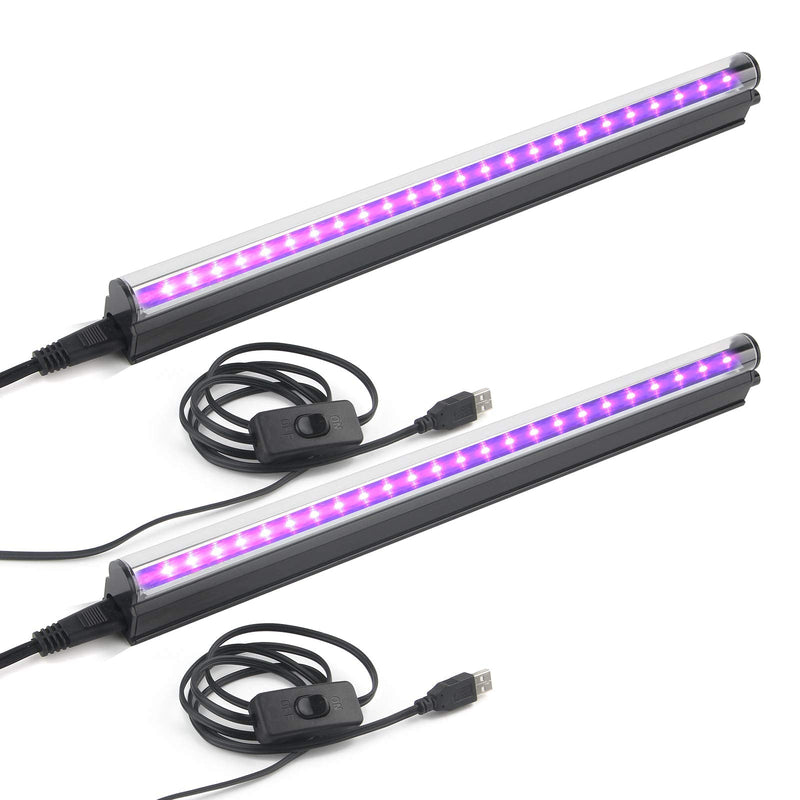 Led Black Light Bar, 10W 1ft USB UV Blacklight Tube, Glow in The Dark Party Supplies for Halloween Decorations, Room, Body Paint, Poster, Urine Detection, 2 Pack - NewNest Australia