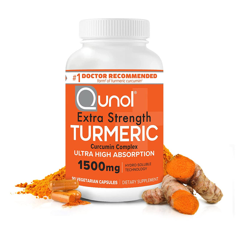 Turmeric Curcumin Capsules, Qunol 1500mg Extra Strength Supplement, Patented Hydro-Soluble Technology, Alternative to Turmeric Curcumin with Black Pepper, 90 Veggie Capsules 90 Count (Pack of 1) - NewNest Australia