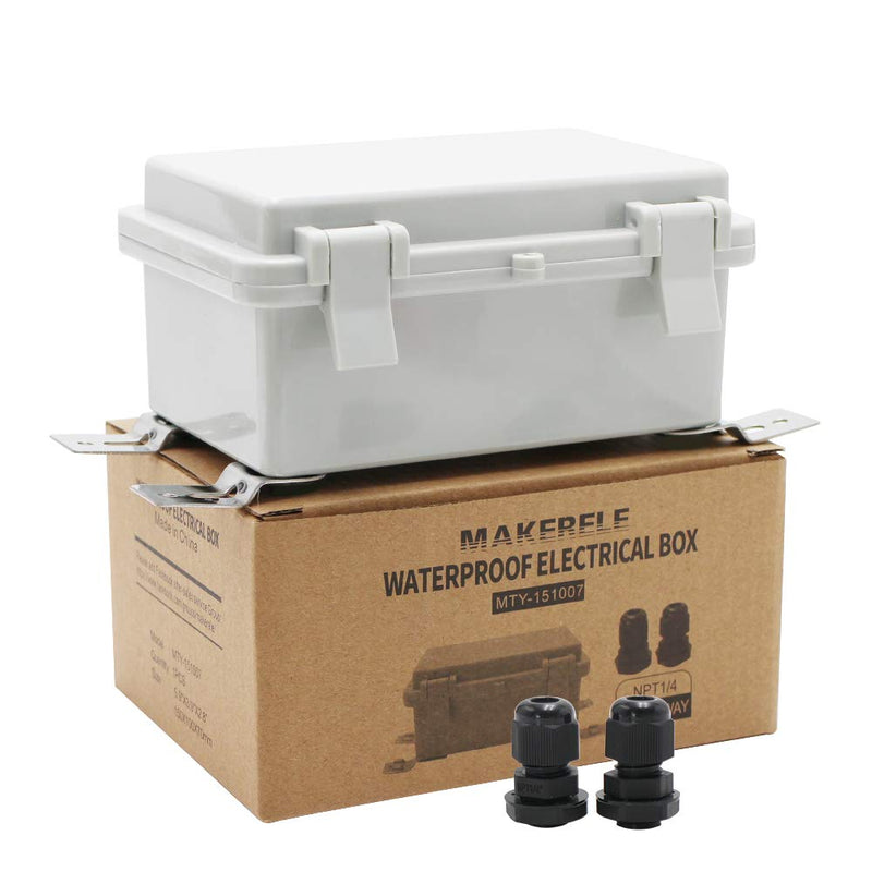 MAKERELE Outside Electrical Box Waterproof with Lock and Wall Bracket 5.9"3.9"2.8" (15010070mm) Hinged Cover Grey Plastic Clip Project ABS Plastic Case IP65 with 2 NPT 1/4” Glands 5.9"*3.9"*2.8"(15010070mm) - NewNest Australia