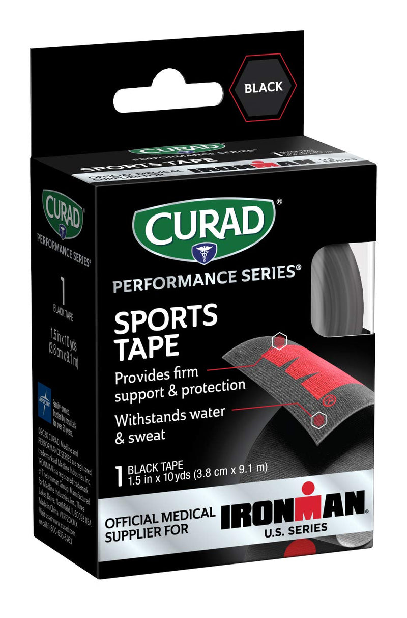 CURAD Performance Series Ironman Sports Tape, Black with Red, 1.5" x 10yds - NewNest Australia