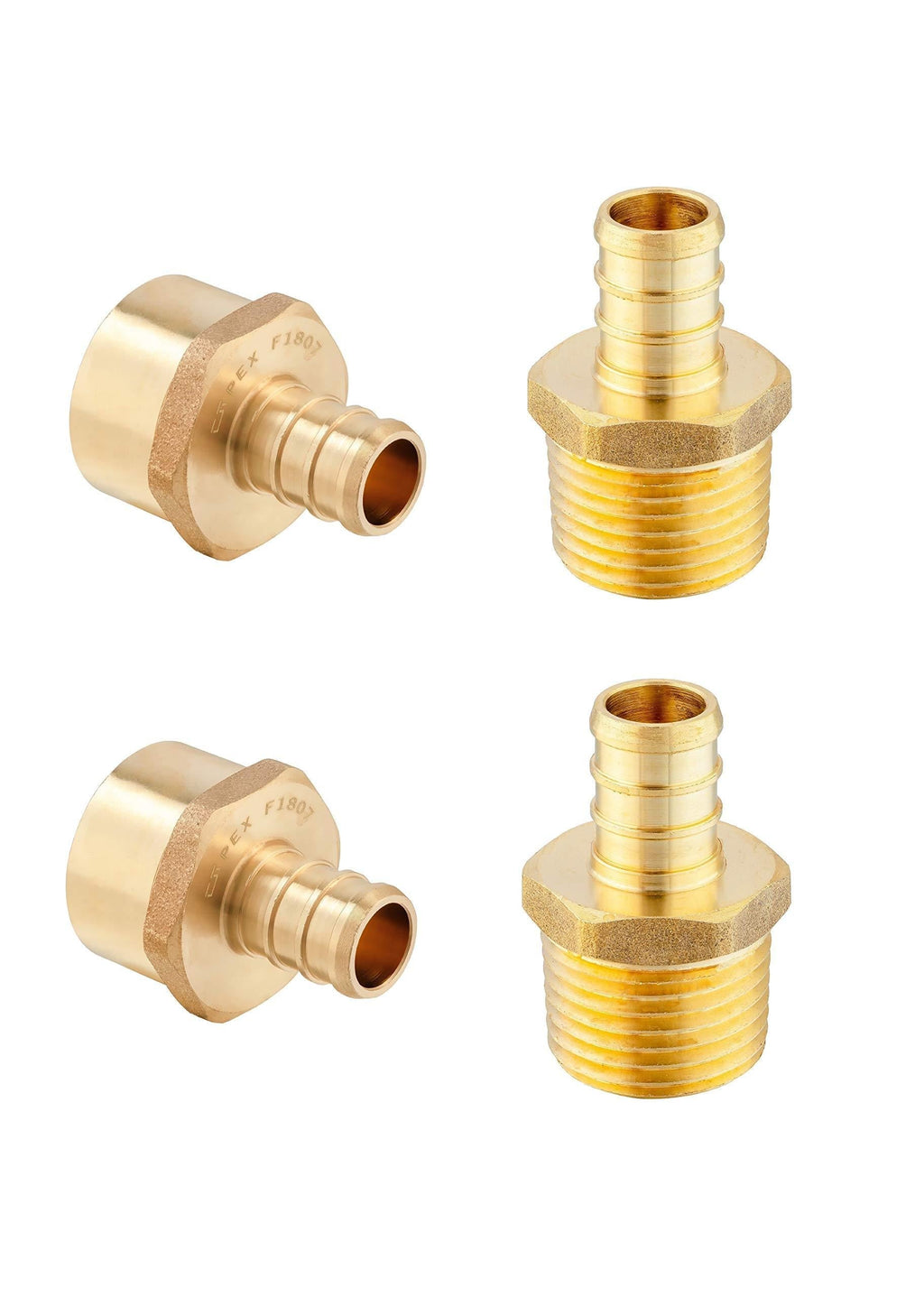 (Pack of 4) EFIELD Pex 1/2 Inch x 1/2 Inch NPT Male/Female (2 PCS/Each) Adapter Brass Crimp Fitting,DZR Lead free-4 Pieces - NewNest Australia