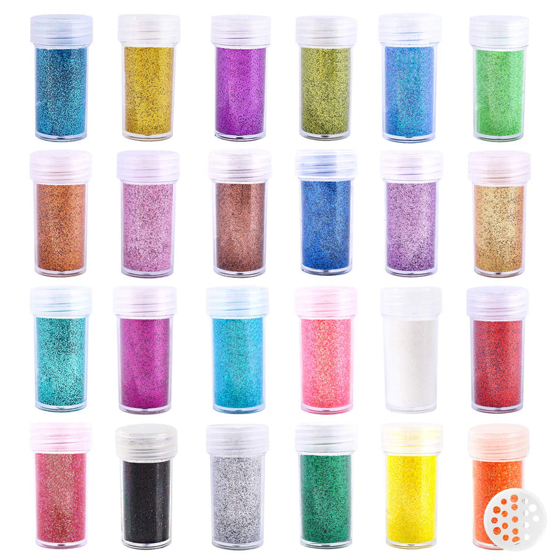 Extra Fine Glitter, Set of 24 Colors Body Cosmetic Glitter, Nail Arts Face Hair Eye Lip Gloss Makeup Glitter, Slime,Tumbler and Epoxy Resin Crafts Loose Glitter Powder Shaker 15g - NewNest Australia