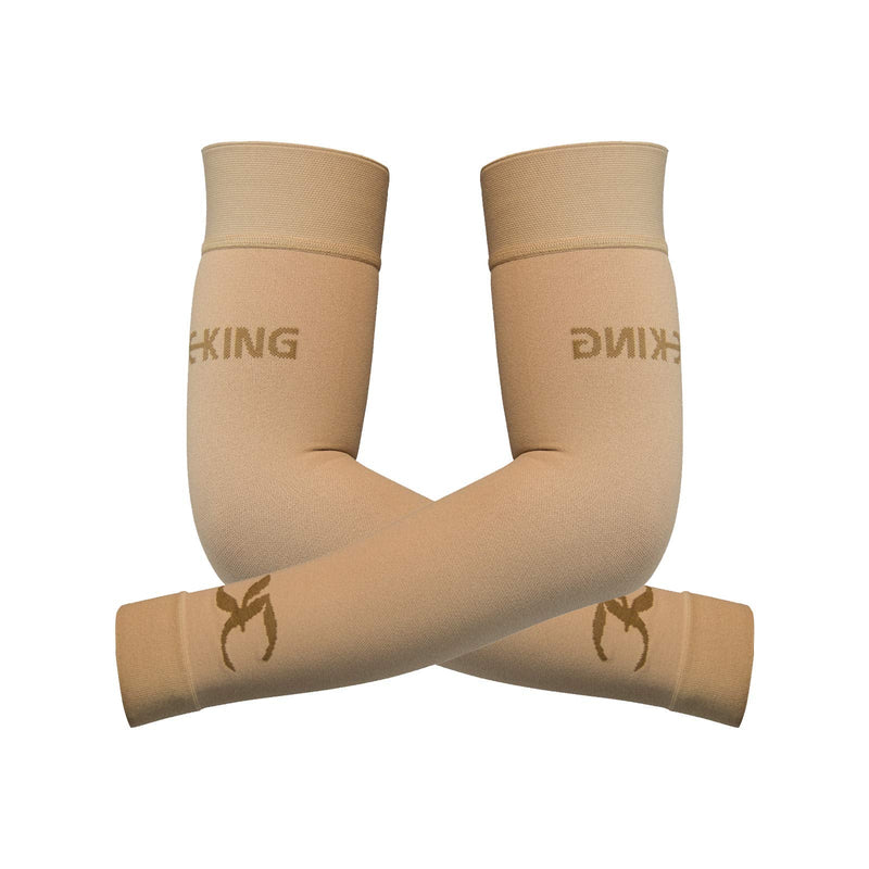 KEKING® Lymphedema Compression Arm Sleeves (Pair), 15-20 mmHg Graduated Compression Arm Support, No Silicone Dot, Post Surgery Recovery, Pain Relief, Swelling, Lipedema, Edema, Beige L Large (1 Pair) 15-20mmhg Beige (Non Silicone Dot) - NewNest Australia