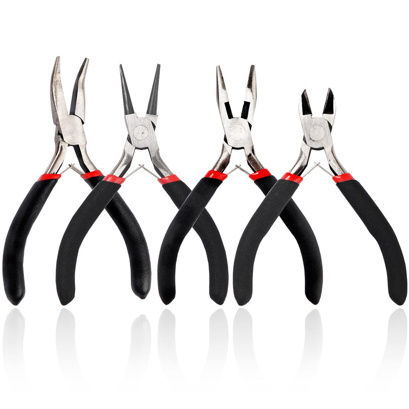 4 Pack Jewelry Pliers Jewelry Making Pliers Tools Kit with Needle Nose Pliers/ Chain Nose Pliers, Round Nose Pliers, Bent Nose Pliers Wire Cutters for Wire Wrapping Earring Craft Making Supplies,Black - NewNest Australia