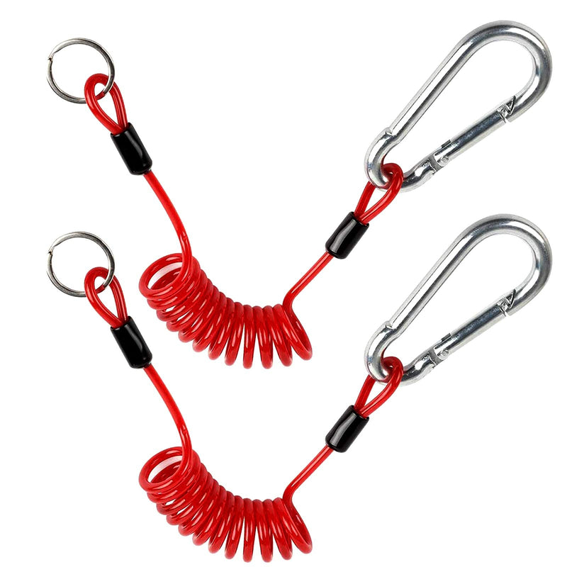 2Pcs Breakaway Trailer Cable, Trailer Brake Cable, RV Stainless Steel Spring Towing Coiled Wire, Heavy Duty Steel Wire Extend to 4ft Coiled Safety Cables Strap for RV Towing Trailer - NewNest Australia