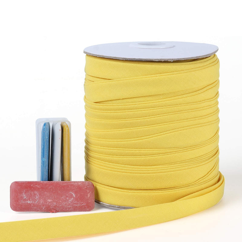 Bias Tape Double Fold 1/2 inch, Double Fold Bias Binding Tape 55 Yards (Yellow) and 4 Pieces Sewing Fabric Chalks for Crafts, Sewing, Seaming, Hemming, Piping, Quilting. yellow - NewNest Australia