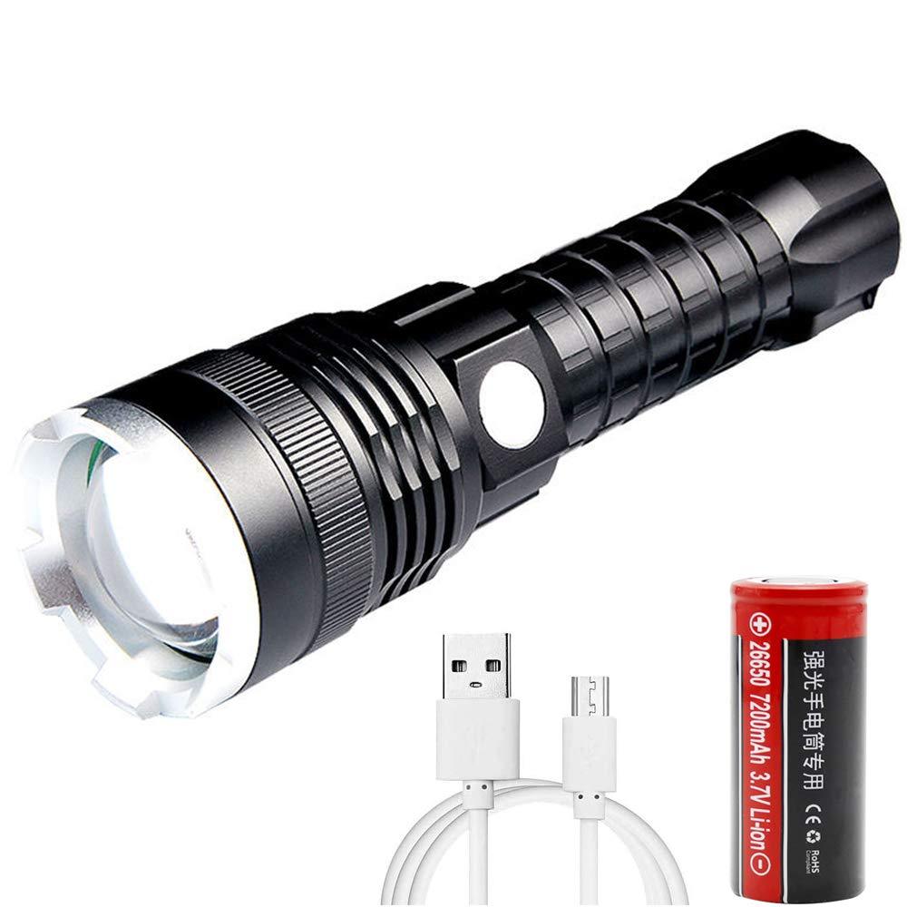 LED Torch, Tactical USB Rechargeable XHP70 LED Flashlight 12000 Lumens XHP70 Handheld Flashlight Zoomable Waterproof Torch Lamp for Hiking Fishing Camping Hunting - NewNest Australia