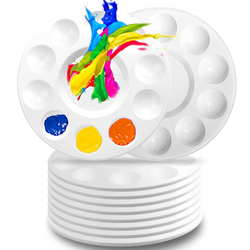 inifus 10 PCS Paint Tray Pallet for Kids, White Plastic Paint Palettes with 10 Wells,Paint Tray pallets for Kids & Students,Painting Supplies for Kids,Students 10pcs - NewNest Australia