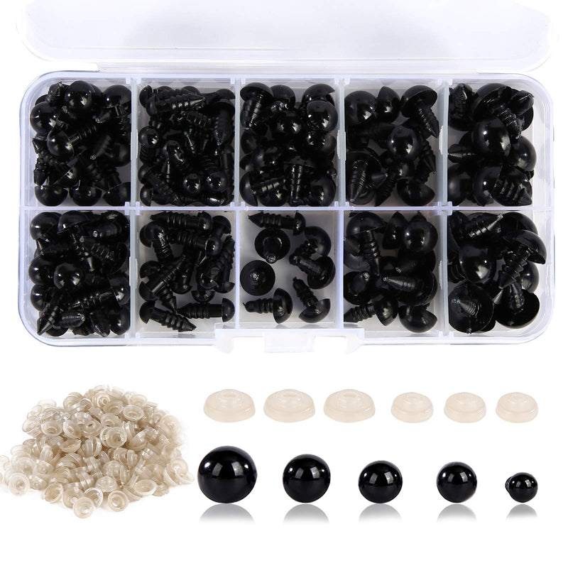 Safety Eyes 150Pcs 6-12 mm Plastic Safety Eyes Craft Doll Eyes with 150Pcs Washers for Amigurumi Stuffed Animal Crochet Projects Teddy Bear Puppet Toys DIY Crafts Making - NewNest Australia