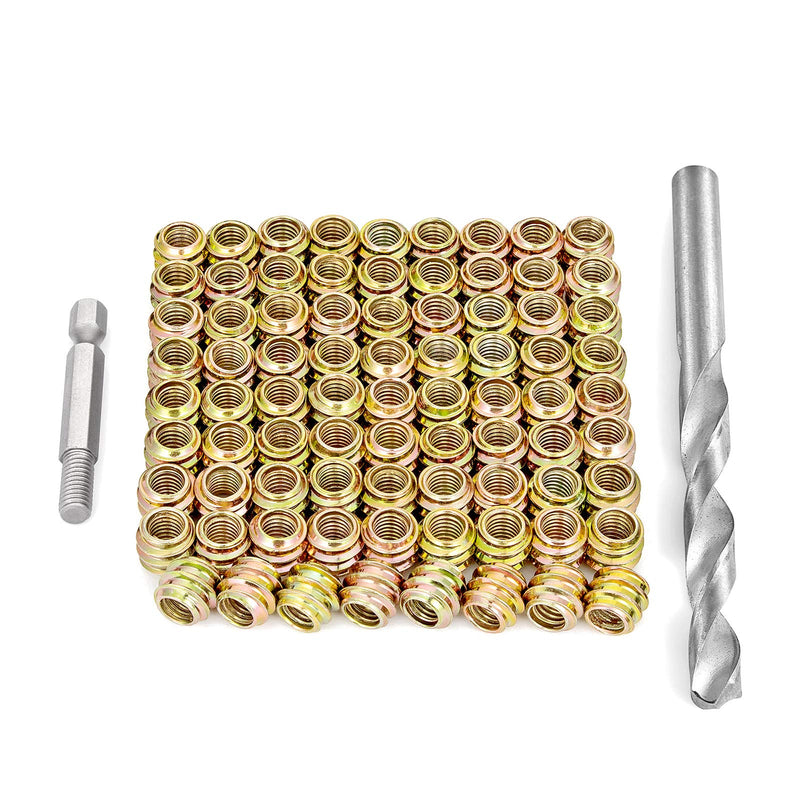 PGMJ 80 Pieces M6 Flush Nut Inserts Wood Bolt Furniture Headless Screw in Nut Threaded Fastener Connector for Wood Furniture Assortment (M6x10mm-H) M6x10mm-H - NewNest Australia