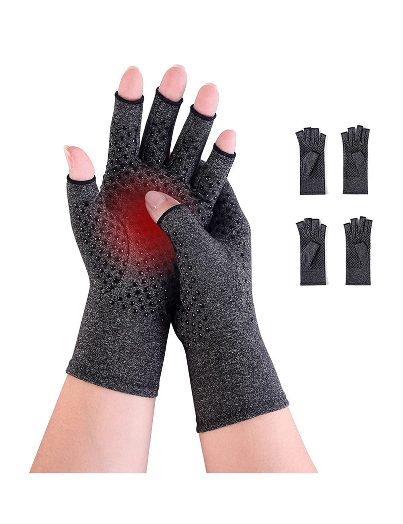 2 Pairs Arthritis Compression Gloves Warm Fingerless Non Slip Hand Gloves for Men & Women Rheumatoid &Osteoarthritis Provide Arthritic Joint Pain Symptom Relief（S） Black Non Slip S - NewNest Australia