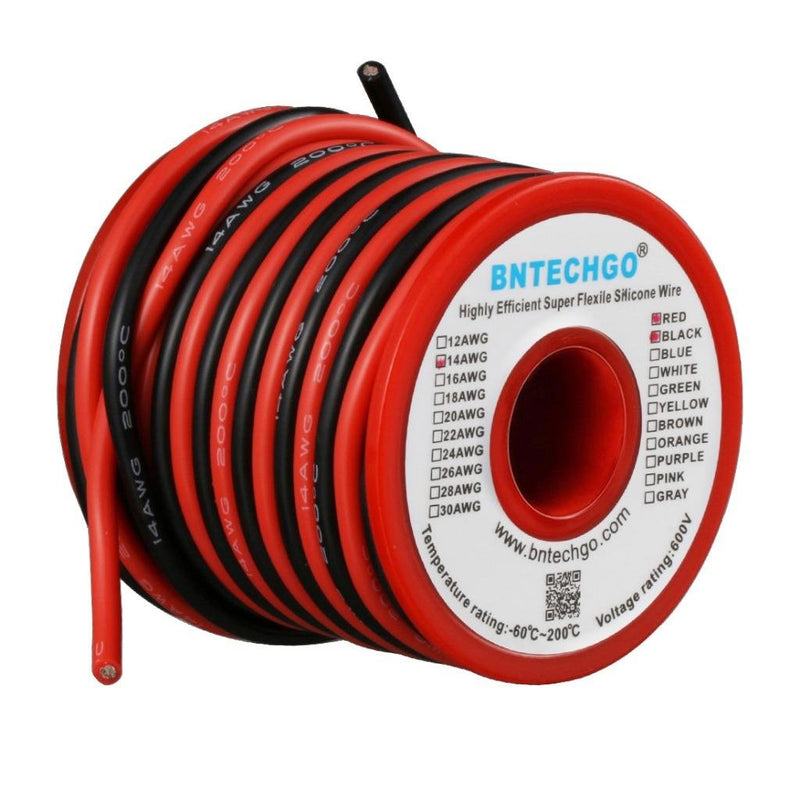 BNTECHGO 14 Gauge Silicone Wire Spool 20ft Red and 20ft Black Flexible 14 AWG Stranded Copper Wire 14 AWG silicone wire 20ft and 20ft silicone wire red 20ft and black 20ft - NewNest Australia