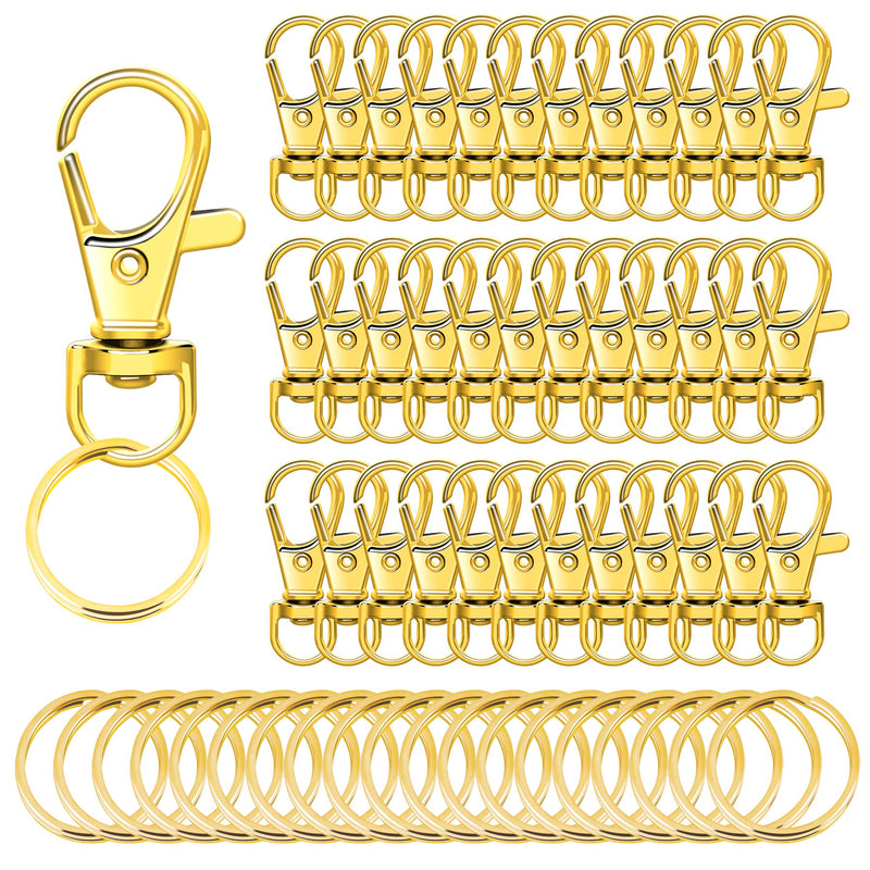 60pcs Gold Swivel Snap Hooks with Key Rings, Keychain Clip Hooks, Key Chain Rings, Lobster Claw Clasps for Lanyard Clip Jewelry Making Crafts - NewNest Australia