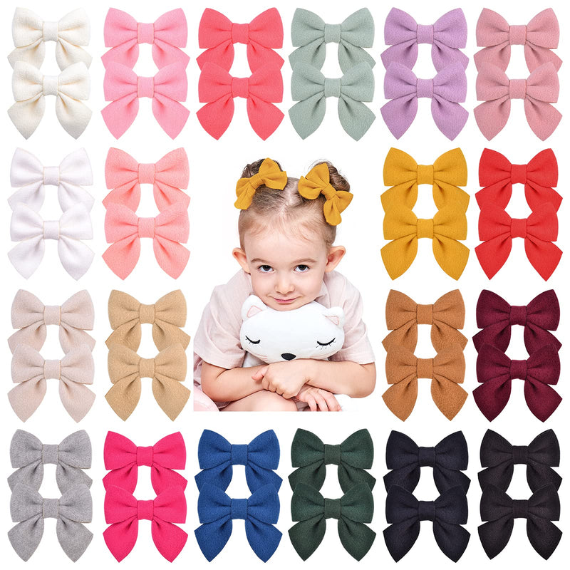 Choicbaby 40PCS/20Colors 2.8 Inches Baby Girls Hair Bows Clips Alligator Clips Felt Woolen Hair Barrettes Hair Accessories for Toddlers Infants Kids and Little Girls - NewNest Australia
