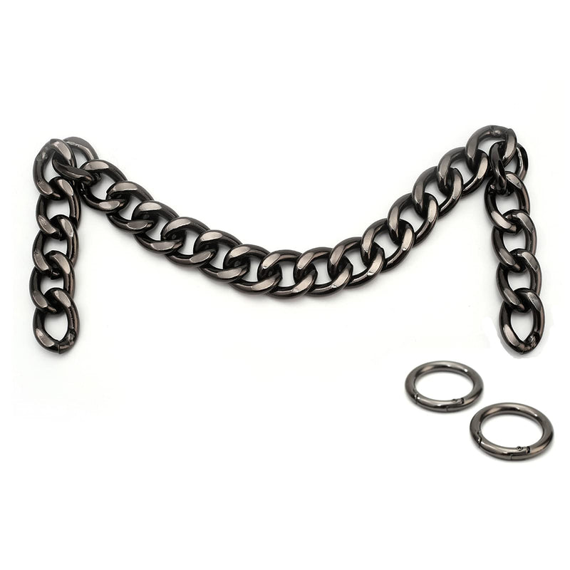 Xiazw DIY Heavy Chunky Aluminum Metal Purse Handle Bag Chain Charms Strap Replacement Handbag Accessories Decoration (Black) Black - NewNest Australia