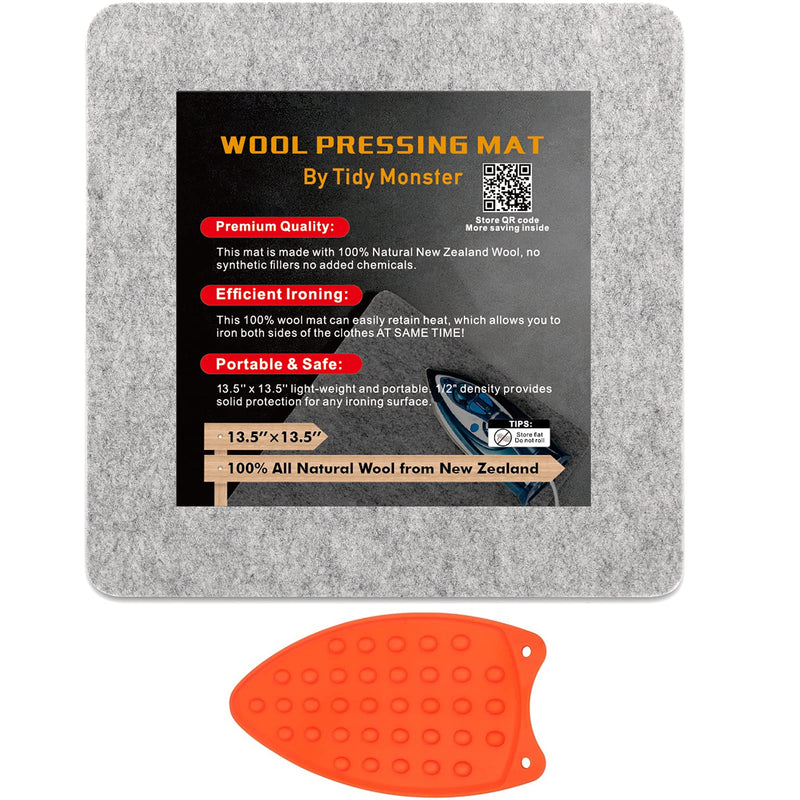 Tidy Monster 13.5''x13.5'' Wool Pressing Mat for Quilting, 100% Wool from New Zealand, Portable Felted Wool Ironing Mat 13.5''x13.5'' - NewNest Australia