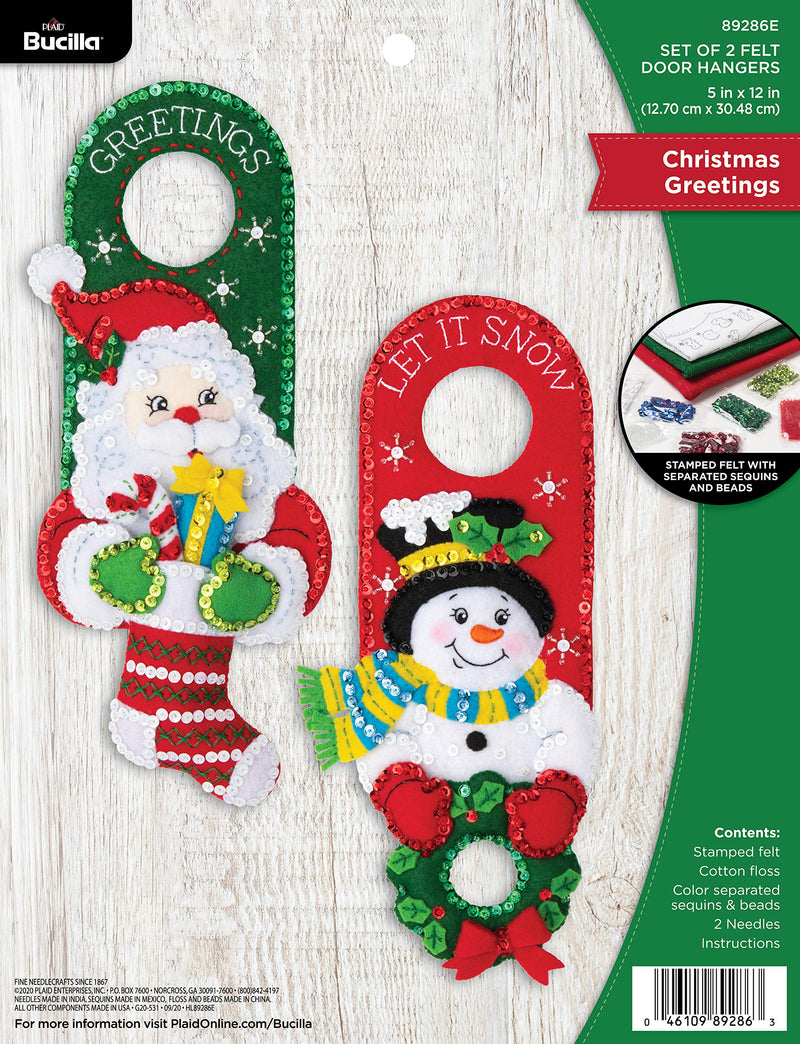 Bucilla Greetings, Felt Applique Christmas Door Hangers, Set of 2 - NewNest Australia