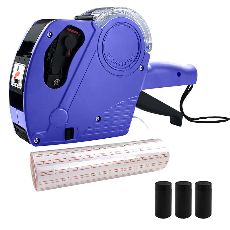 MX-5500 8 Digits Price Tag Gun with 5000 White Sticker Labels and 3 Extra Inker, Price Gun with Labels Kit, Label Maker Pricing Gun Kit, Numerical Tag Gun for Office, Grocery Store Marking (Blue) Blue - NewNest Australia