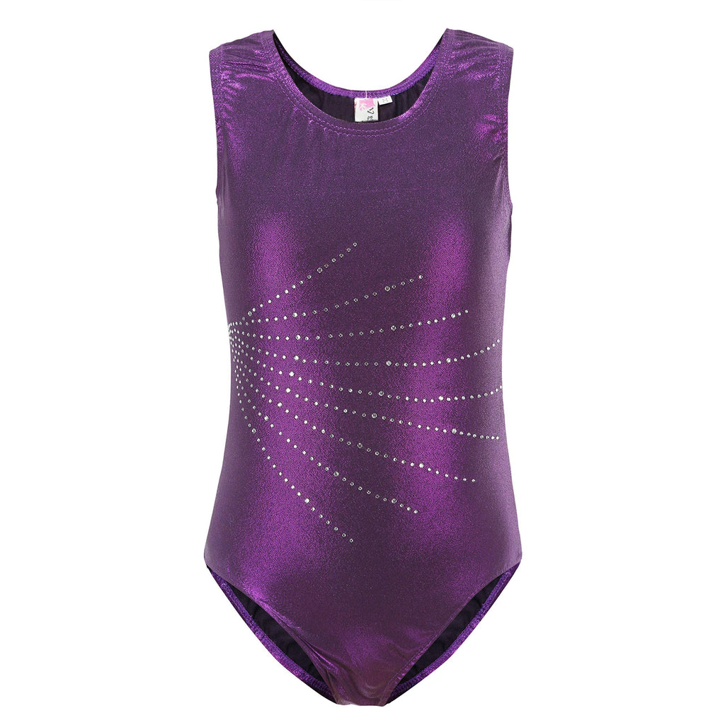 NXmaoyi Girls Gymnastics Leotards Shiny Diamond Dance Wear Sportswear 5-14 Years old Purple 7-8 Years - NewNest Australia