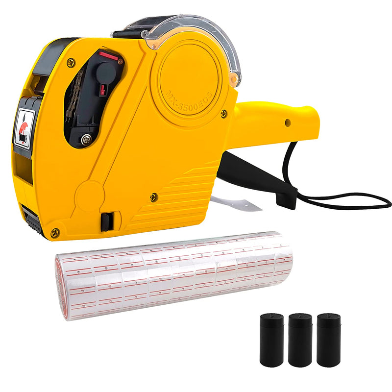 MX-5500 8 Digits Price Tag Gun with 5000 White Sticker Labels and 3 Extra Inker, Price Gun with Labels Kit, Label Maker Pricing Gun Kit, Numerical Tag Gun for Office, Grocery Store Marking (Yellow) Yellow - NewNest Australia