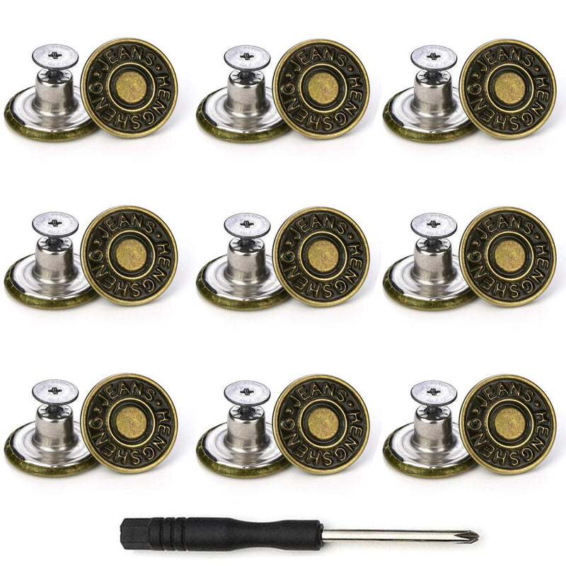 Jeans Buttons Replacement, Instant No Sew Buttons for Pants with Tool,17MM Metallic 17MM - NewNest Australia
