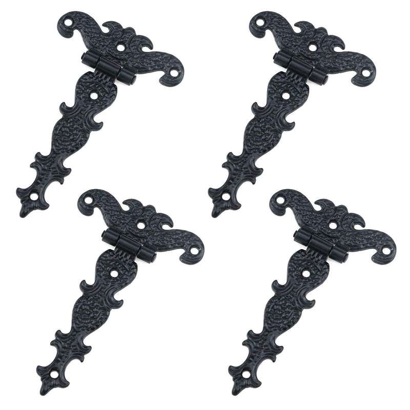 MY MIRONEY 4.45" x 2.72" Tee Hinge Zinc Alloy Black Decorative T-Strap Hinges Door Hinges with Screws Pack of 4 - NewNest Australia