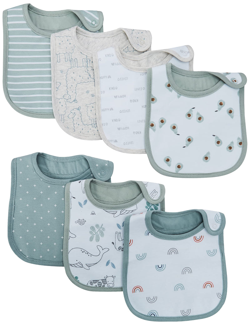 Simple Joys by Carter's Unisex Babies' Teething Bibs, Pack of 7 One Size Avocados/Animal Print/Rainbow - NewNest Australia