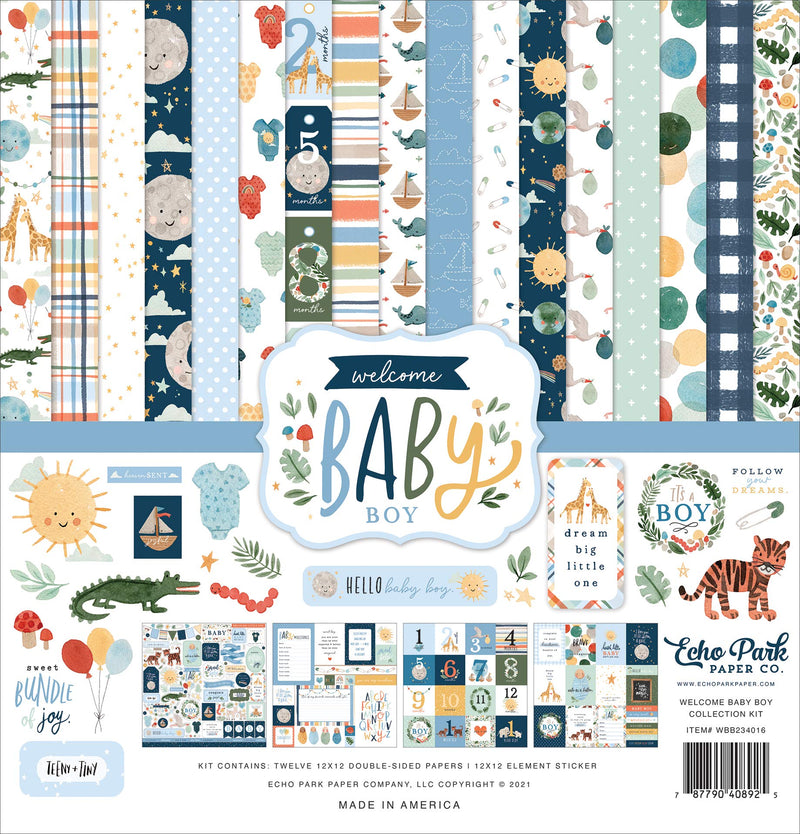 Echo Park Paper Company Welcome Baby Boy Collection Kit Paper - NewNest Australia