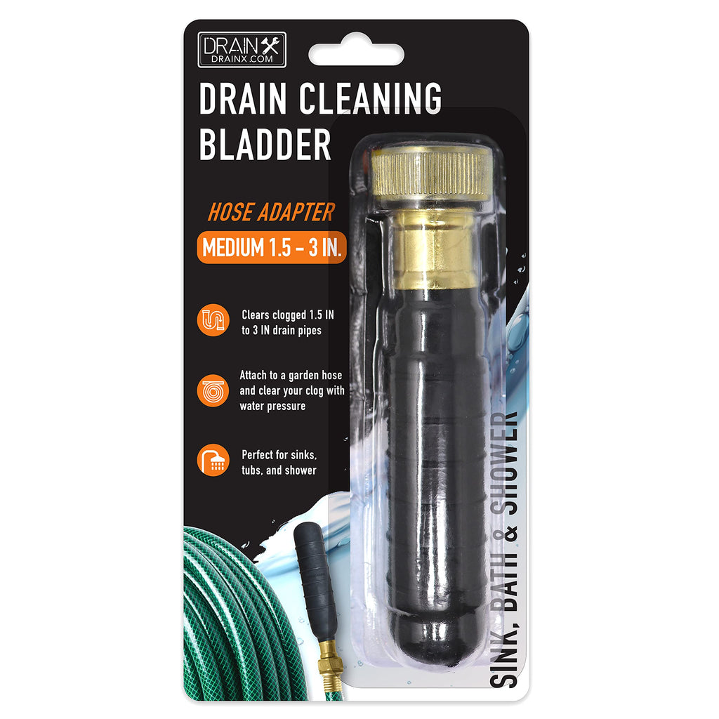 DrainX Hydro Pressure Drain Cleaning Bladder - Fits 1.5" to 3" Drain Pipes - Unclogs Stubborn Blockages in Bathroom Sinks, Shower Drains, Bathtubs, Plumbing Pipes - NewNest Australia