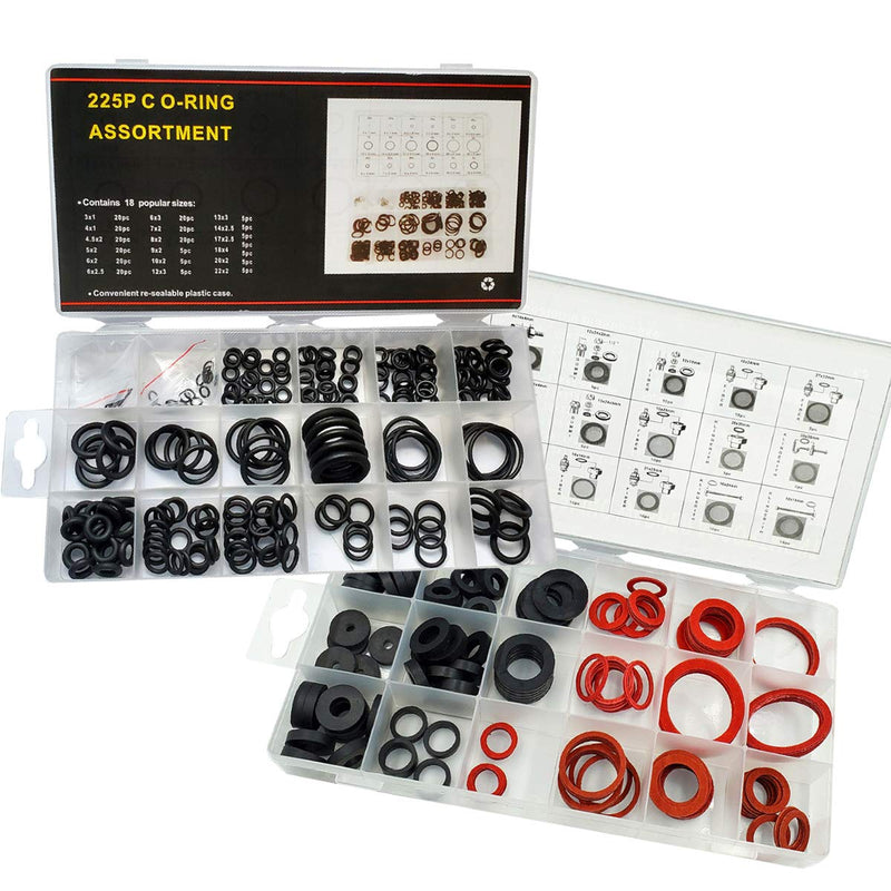 141 PCS Rubber Sealing Washer Kit with 225 PCS Faucet O-Rings Gasket Seal Assortment Set,34 Different Assorted Sizes - NewNest Australia