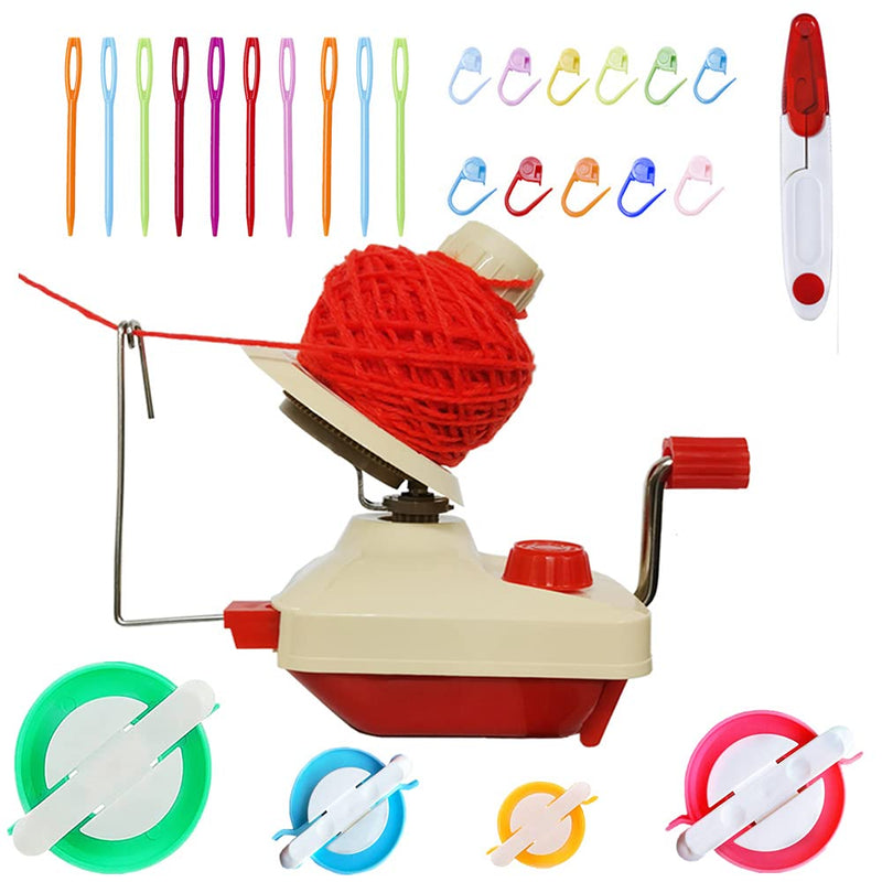 Yarn Ball Winder ,Convenient Ball Winder for Yarn,Yarn Swift and Ball Winder Combo with Easy Installation for Yarn Storage ,1 Pcs Scissors + 20 Pcs Stitch Knitting Needles + 4 Size Pompom Maker (26) - NewNest Australia