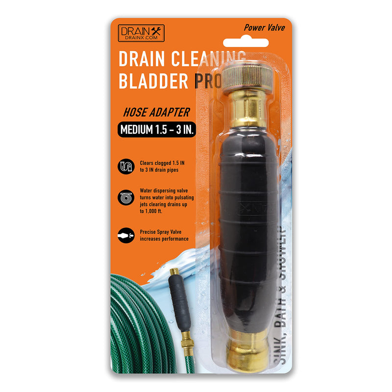 DrainX Hydro Pressure Drain Cleaning Bladder Pro - Fits 1.5" to 3" Drain Pipes - Unclogs Stubborn Blockages in Bathroom Sinks, Shower Drains, Bathtubs, Plumbing Pipes - NewNest Australia