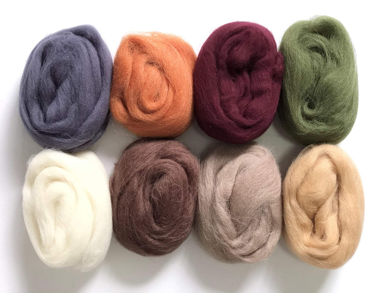 T.F GHG Needle Felting Wool Roving 8 Colors Set,15G/Color Total 120G/4.23OZ, 100% Natural Wool for Felting Yarn Craft Supplies, Needlecrafts for Starter Beginner (Earth) Earth - NewNest Australia