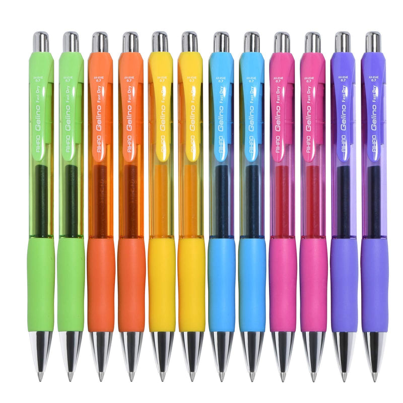 AIHAO Colorful Gel Ink Pens, Medium Point, 0.7mm, 12Pack, Retractable Gel Pen With Comfortable Grip, Assorted Ink, Quick Dry Ink Pen Multicolor - NewNest Australia