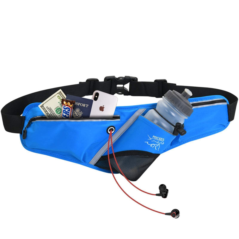 Peicees Running Belt for Women Men Fanny Waist Bag Pack with Water Bottle Holder Hydration Belt for Running Marathon Hiking Jogging Blue - NewNest Australia