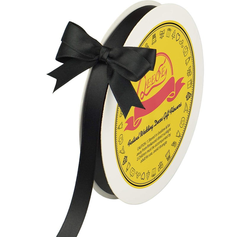 LEEQE Double Face Satin Ribbon 1/2" X 50 Yards Polyester Black Ribbon for Gift Wrapping Very Suitable for Weddings Party Hair Bow Invitation Decorations and More 1/2 INCH；50 Yards - NewNest Australia