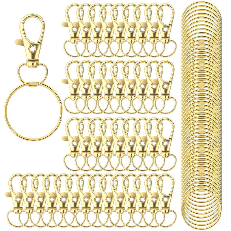 100PCS Keychain Hooks with Key Rings, Metal Swivel Lobster Claw Clasps, for Keychain Clip Lanyard, Jewelry Making, Crafts (Golden) Golden - NewNest Australia