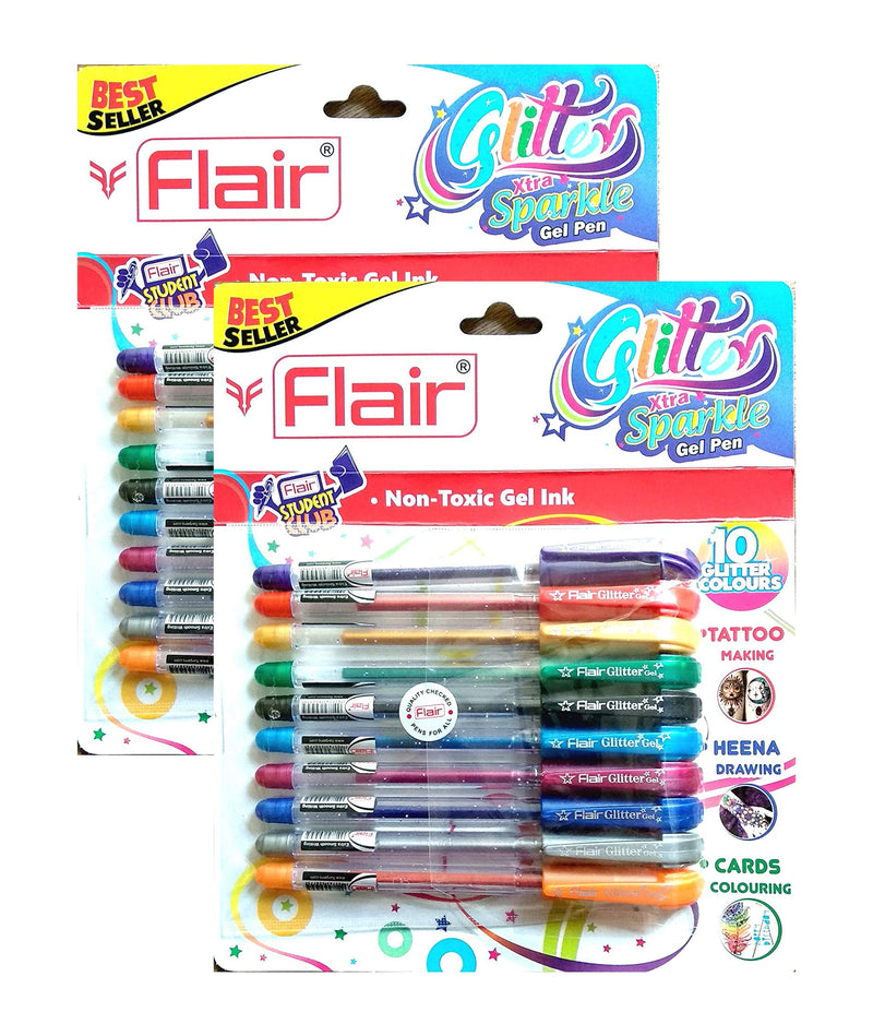 Xtra Sparkle Glitter Gel 10 Colours Xtra Sparkle Gel Pen by Flair 2 Pack - NewNest Australia
