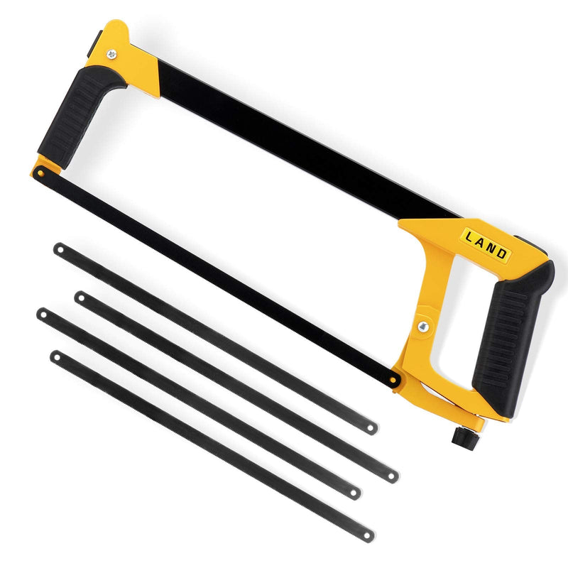 LAND 12 Inch Hacksaw - Heavy Duty Coping Saw with 4 Extra High-Carbon Steel Blade, for PVC, Pipe, Carpentry - NewNest Australia