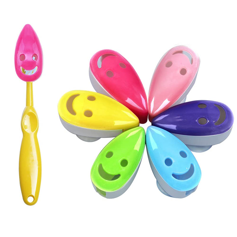 SYNCHAIN Toothbrush Holder Cover, 6pcs Toothbrush Head Cover Case Cap Suction Cup Portable Toothbrush Protector 6 Colors for Family, Kids, Travel - NewNest Australia
